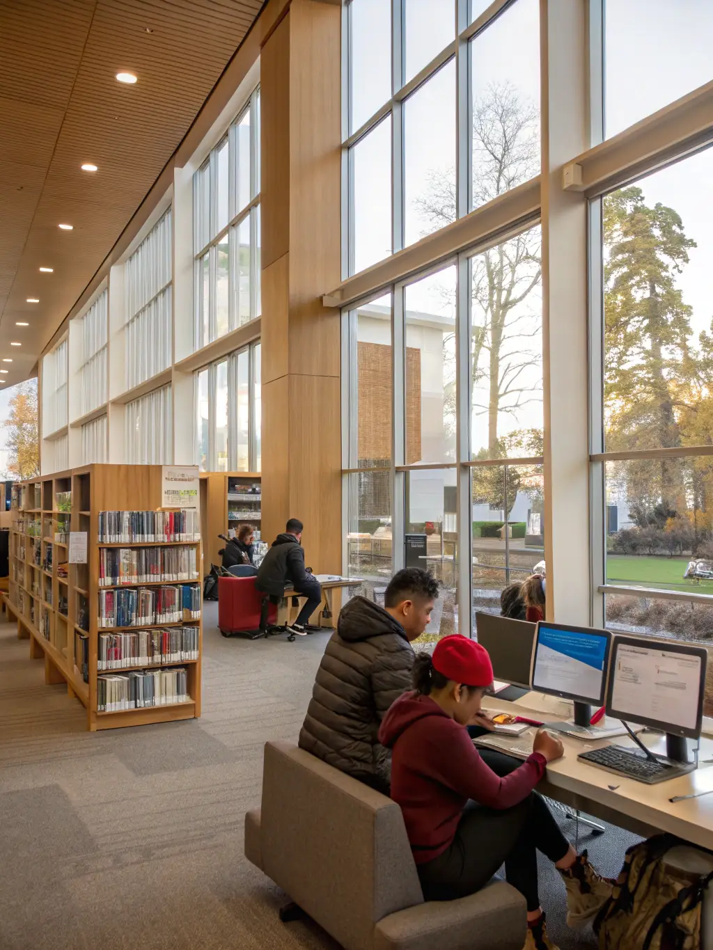 A diverse group of community members utilizing the free resources available at a CULTURE ET BIBLIOTHEQUES POUR TOUS library, emphasizing the organization's commitment to inclusivity.