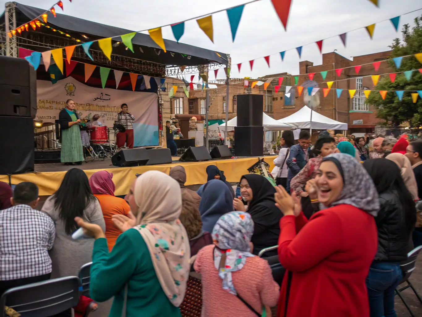A photograph capturing a cultural event organized by CULTURE ET BIBLIOTHEQUES POUR TOUS, featuring local artists and community members enjoying the festivities.
